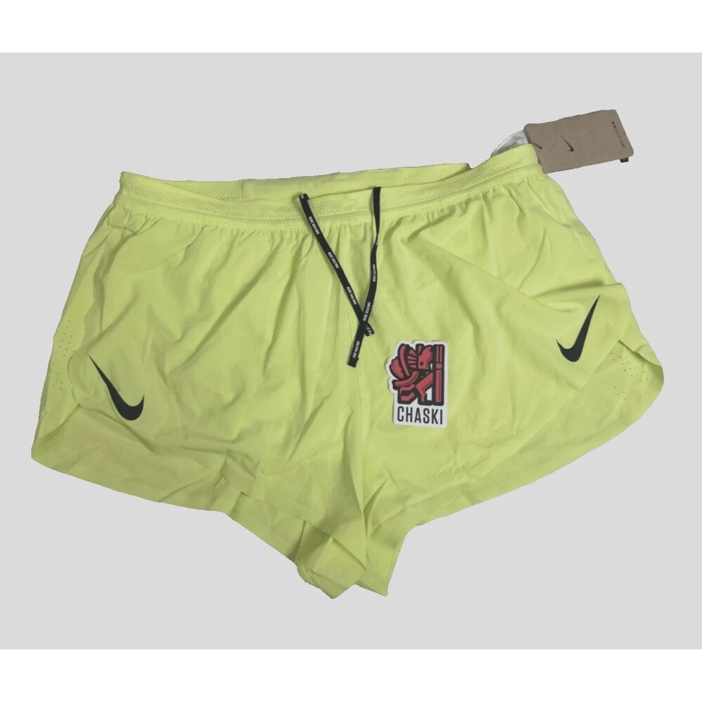Nike Dri-FIT ADV AeroSwift 4" Light Lemon Running Shorts Men Medium FN3352 702
